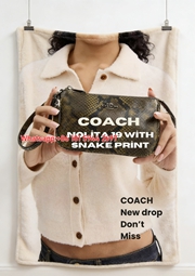 Coach Nolita 19 Snake Print Flannel Fleece Throw Blanket C083
